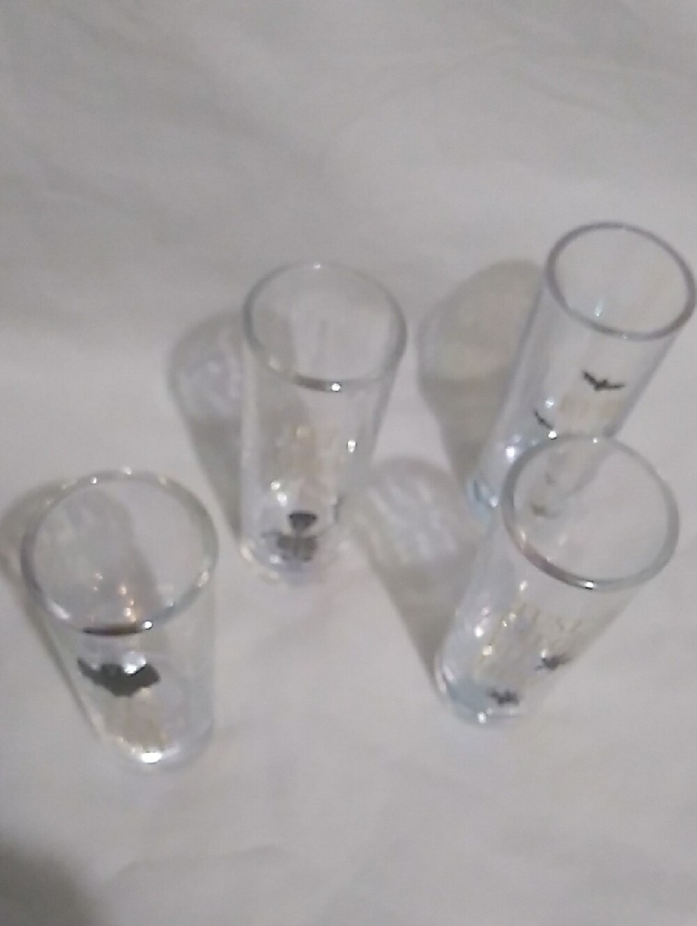 Halloween Tall Shot Glasses Set Of 4 - Clear with Black Spooky Icons(H1) - Picture 4 of 13